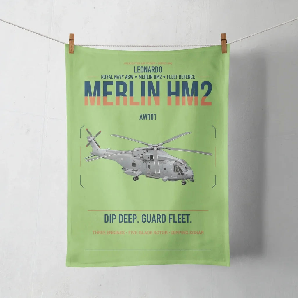 Leonardo AW101 Merlin HM2 design on light green towel