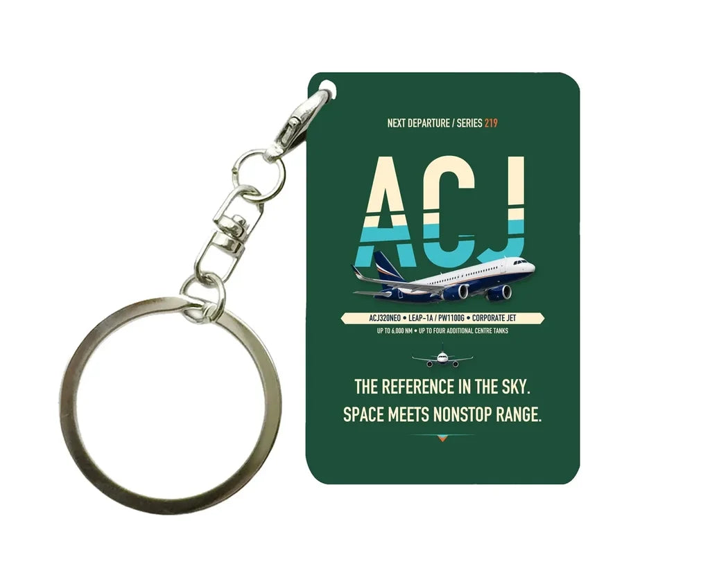 Airbus ACJ320neo Key Chain design on dark green key chain