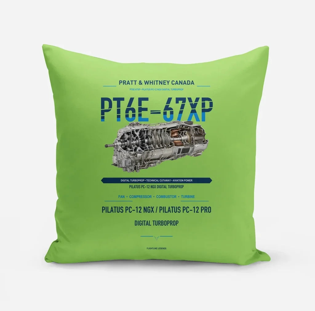 PT6E-67XP design on light green pillow