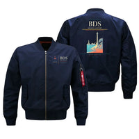 Thumbnail for Brindisi Airport (BDS) design on blue bomber jacket