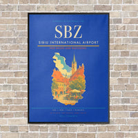 Thumbnail for Sibiu International Airport SBZ vertical canvas print - framed - blue background
