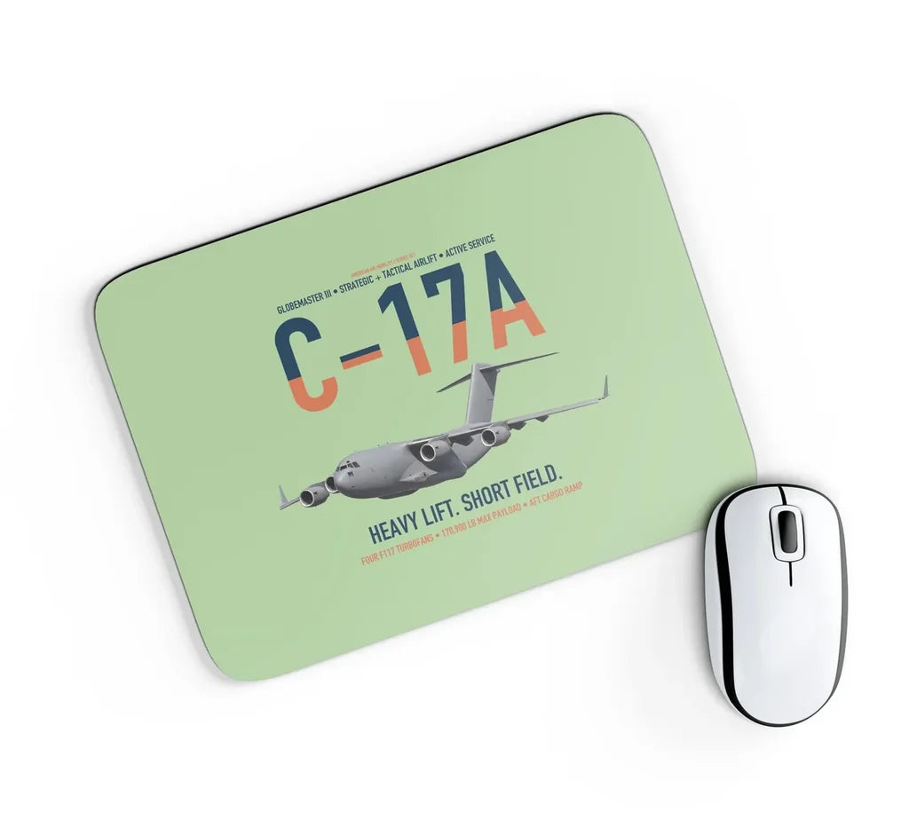 C-17A Globemaster III design on light green rectangle mouse pad