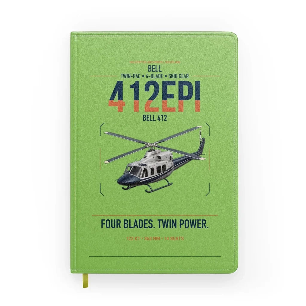 Bell 412EPI design on light green notebook