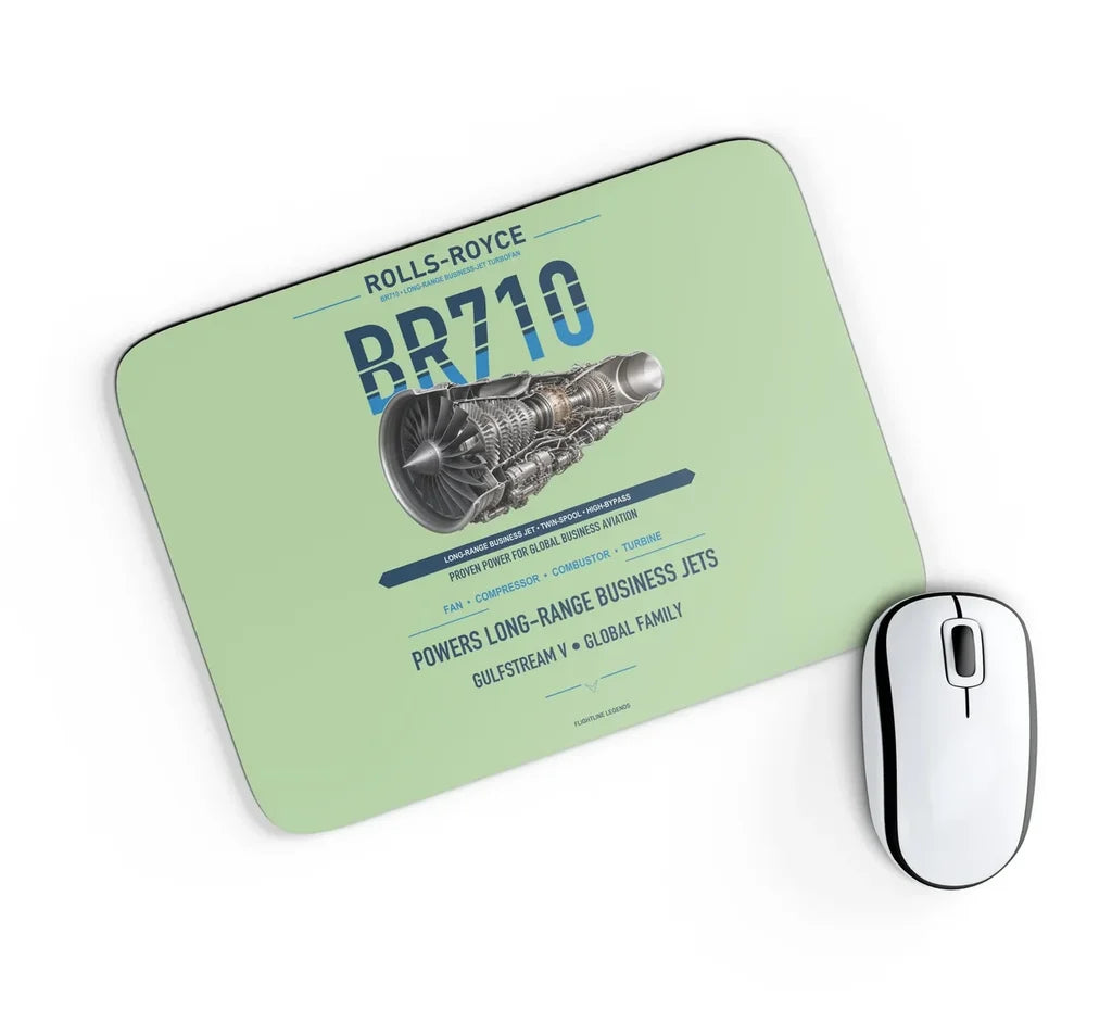 BR710 design on light green rectangle mouse pad