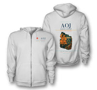 Thumbnail for Aomori Airport (AOJ) design on white premium zipped hoodie