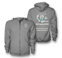 Thumbnail for Cessna Citation CJ2+ design on gray premium zipped hoodie, double-side print