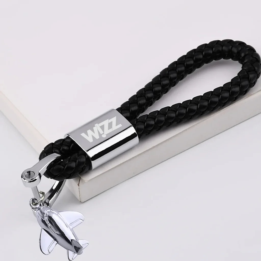 Customisable Wizz Airlines Design Leather Car Key Chain - view 4