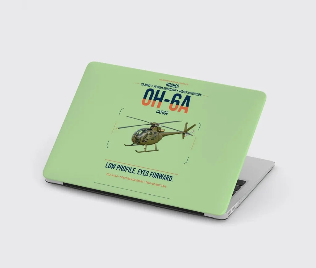 Hughes OH-6A Cayuse design on light green MacBook case
