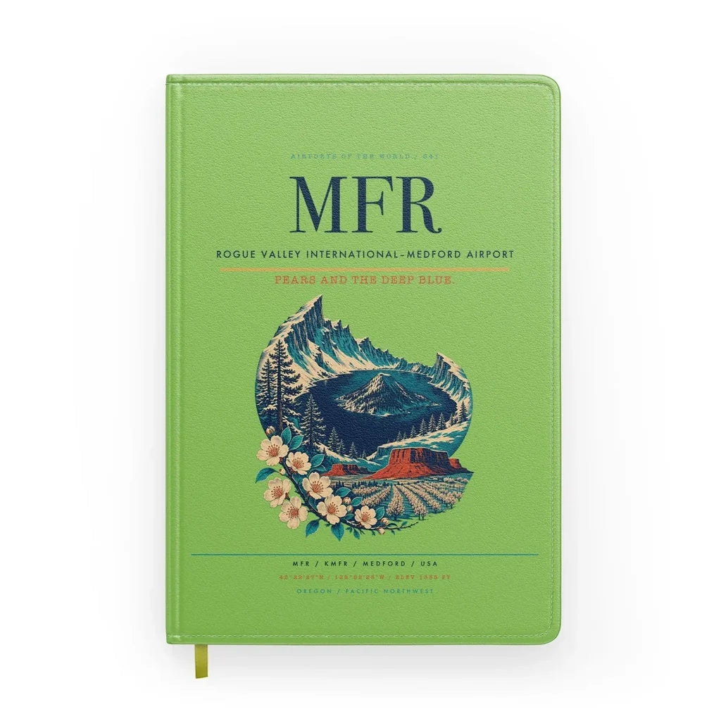 Rogue Valley International–Medford Airport (MFR) design on light green notebook