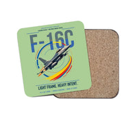 Thumbnail for F-16C Fighting Falcon design on light green 1 piece coaster
