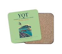 Thumbnail for Thunder Bay International Airport (YQT) design on light green 1 piece coaster