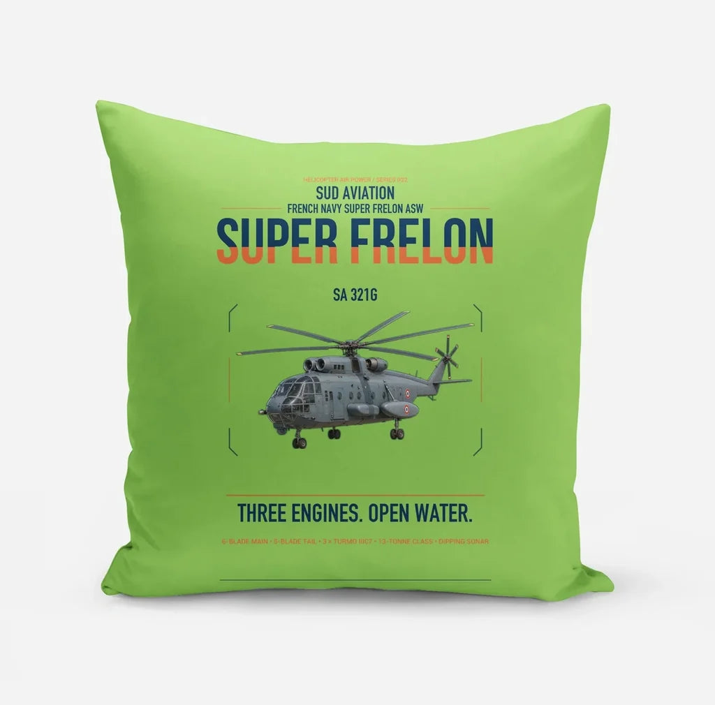 Sud Aviation SA 321G Super Frelon design on light green pillow
