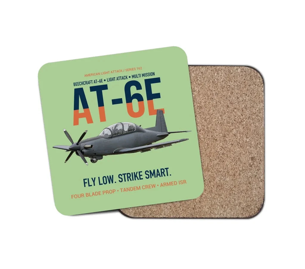 AT-6E Wolverine Light Attack design on light green 1 piece coaster