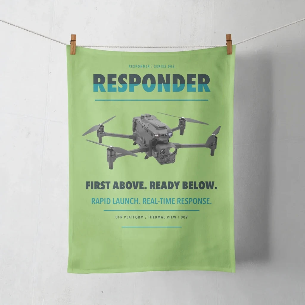 BRINC Responder design on light green towel