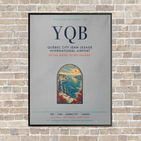 Thumbnail for Québec City Jean Lesage International Airport YQB vertical canvas print - framed - light gray background