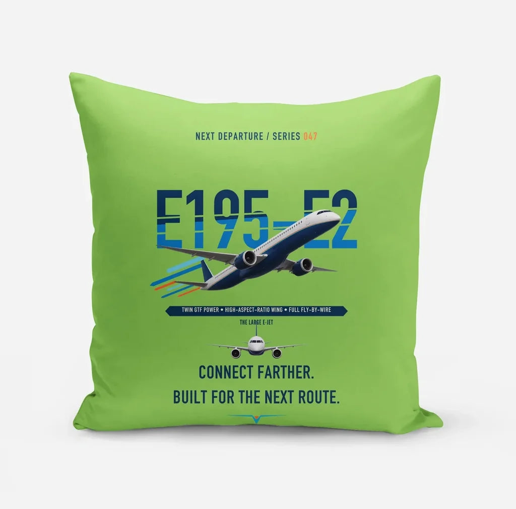 Embraer E195-E2 design on light green pillow