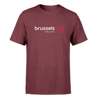 Thumbnail for Brussels Airlines logo printed on dark red cotton t-shirt