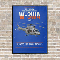 Thumbnail for PZL-Świdnik W-3WA Sokół vertical canvas print - framed - blue background