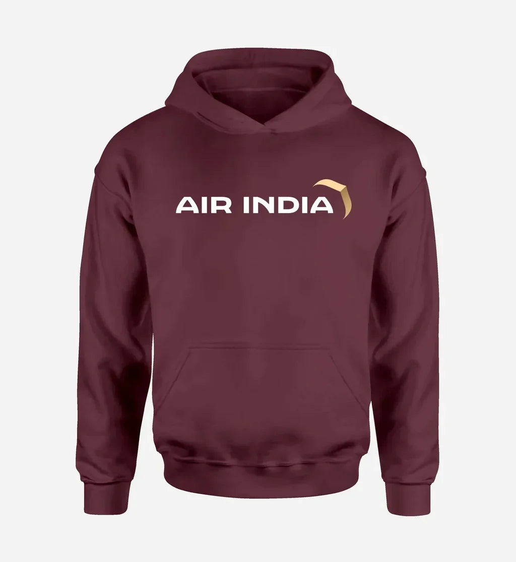 Air India Airlines logo printed on dark red hoodie