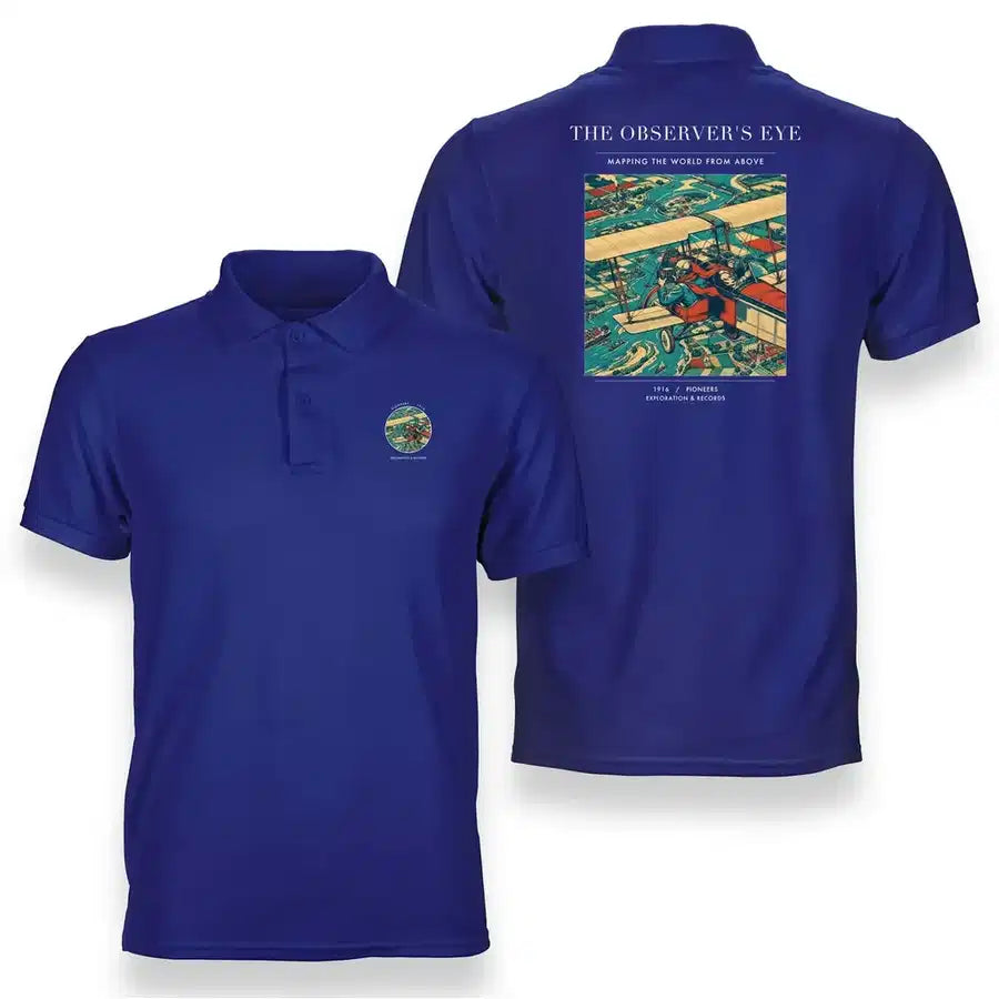 VINTAGE G4008 - The Observer's Eye - Double-Side Polo T-Shirt design on blue