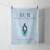 Thumbnail for Hollywood Burbank Airport (BUR) design on light blue towel