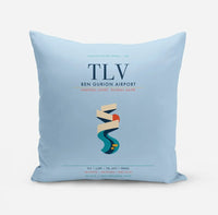Thumbnail for Tel Aviv Ben Gurion Airport (TLV) design on light blue pillow
