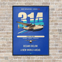 Thumbnail for Boeing 314 Clipper vertical canvas print - framed - blue background