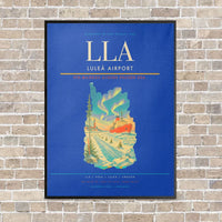 Thumbnail for Luleå Airport LLA vertical canvas print - framed - blue background