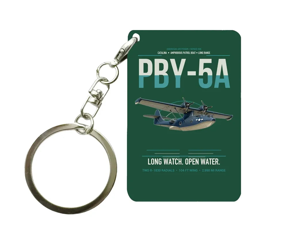 PBY-5A Catalina design on dark green designed key chain, double-side print