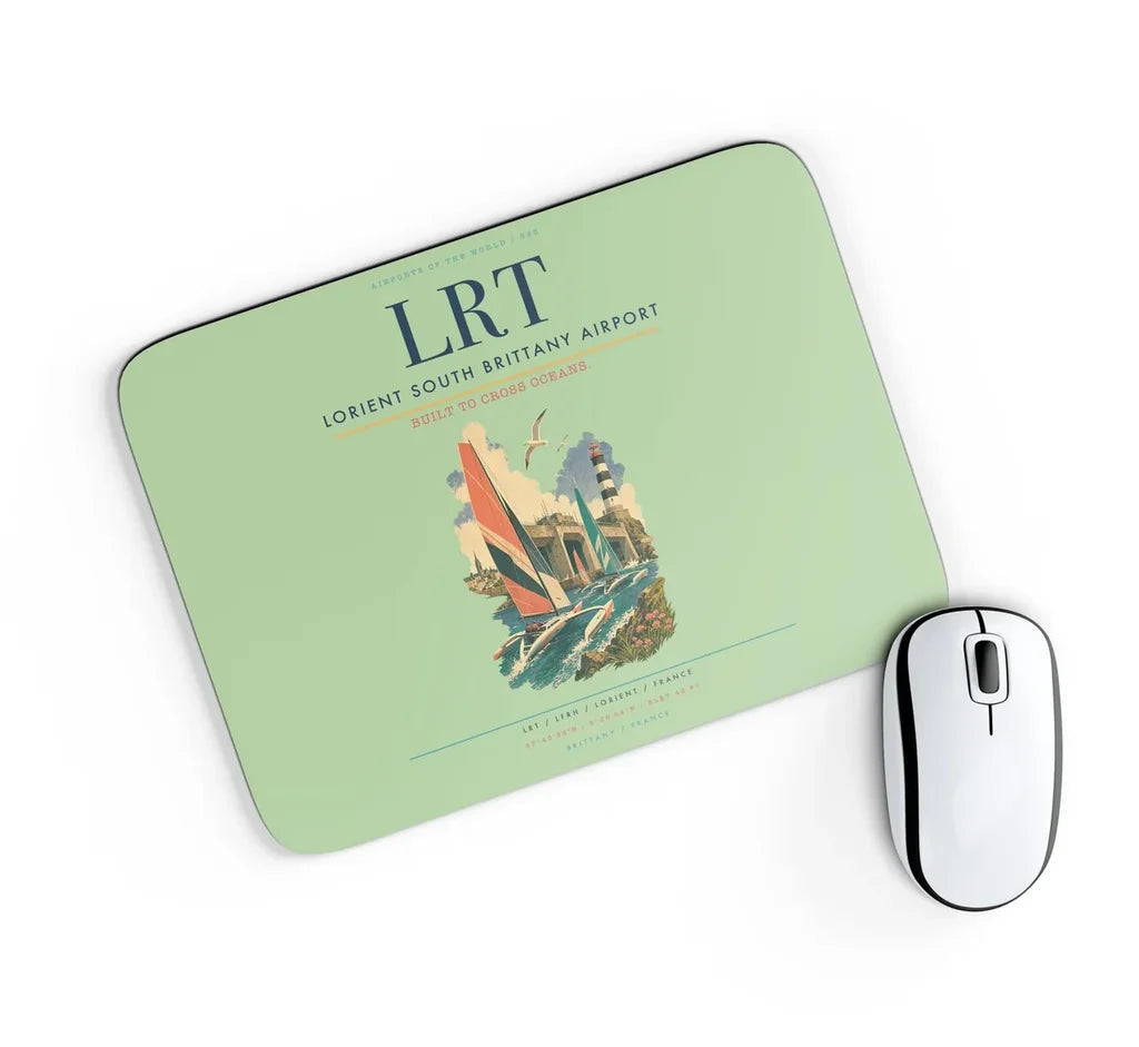 Lorient South Brittany Airport (LRT) design on light green rectangle mouse pad