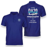 Thumbnail for Diamond DA20 design on blue double-side polo t-shirt, double-side print