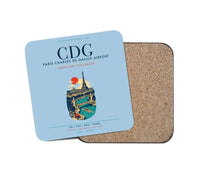 Thumbnail for Paris Charles de Gaulle Airport (CDG) design on light blue 1 piece coaster
