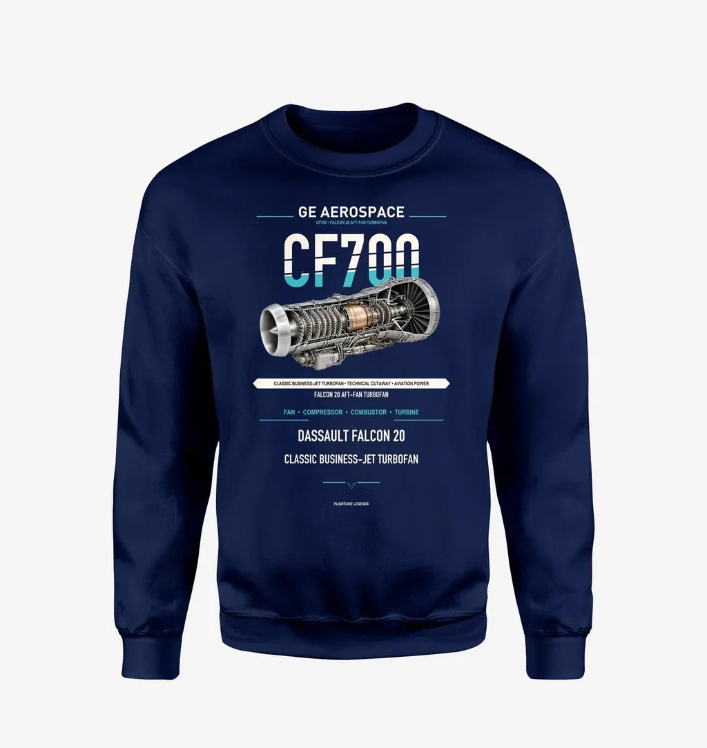 CF700 design on navy blue sweatshirt