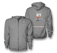 Thumbnail for Avro Vulcan B2 design on gray premium zipped hoodie, double-side print