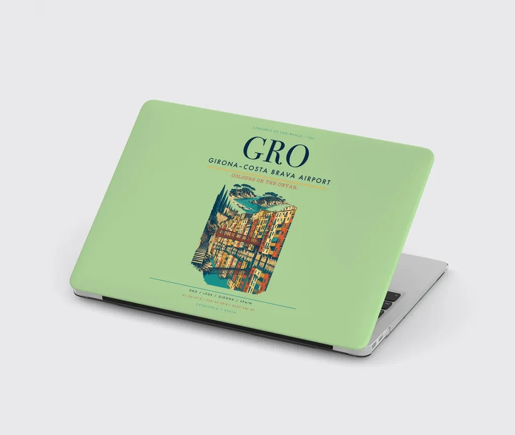 Girona–Costa Brava Airport (GRO) design on light green MacBook case