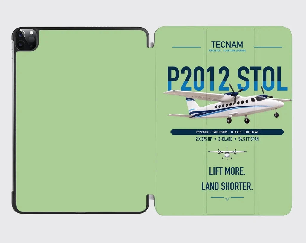 Tecnam P2012 STOL design on light green ipad tablet case
