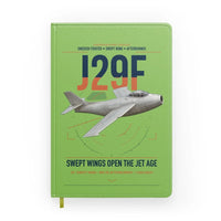 Thumbnail for Saab J 29F Tunnan design on light green notebook