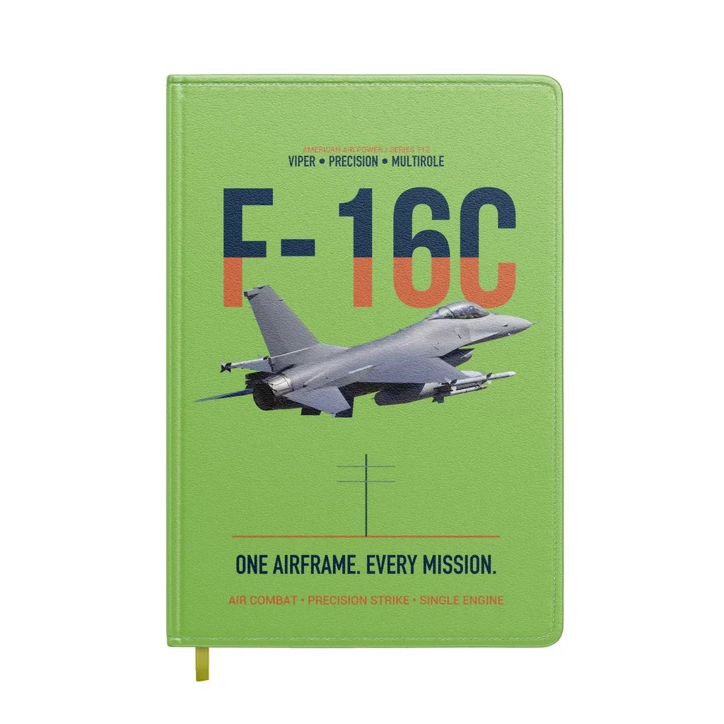F-16C Fighting Falcon One Airframe Every Mission design on light green notebook