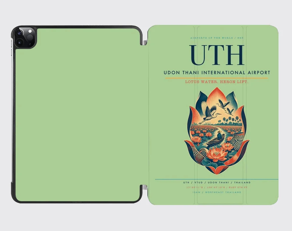 Udon Thani International Airport (UTH) design on light green ipad tablet case