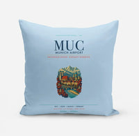 Thumbnail for Munich Airport (MUC) design on light blue pillow