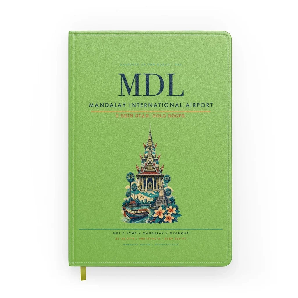 Mandalay International Airport (MDL) design on light green notebook
