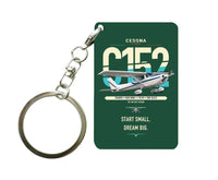 Thumbnail for Cessna 152 design on dark green designed key chain, double-side print