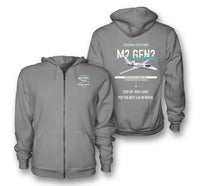 Thumbnail for Cessna Citation M2 Gen2 design on gray premium zipped hoodie, double-side print