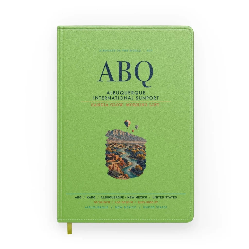 Albuquerque International Sunport (ABQ) design on light green notebook