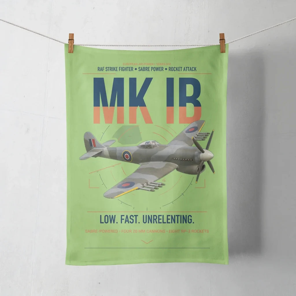 Hawker Typhoon Mk IB design on light green towel