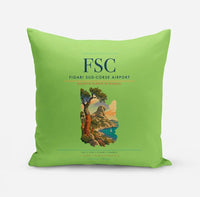 Thumbnail for Figari Sud-Corse Airport (FSC) design on light green pillow
