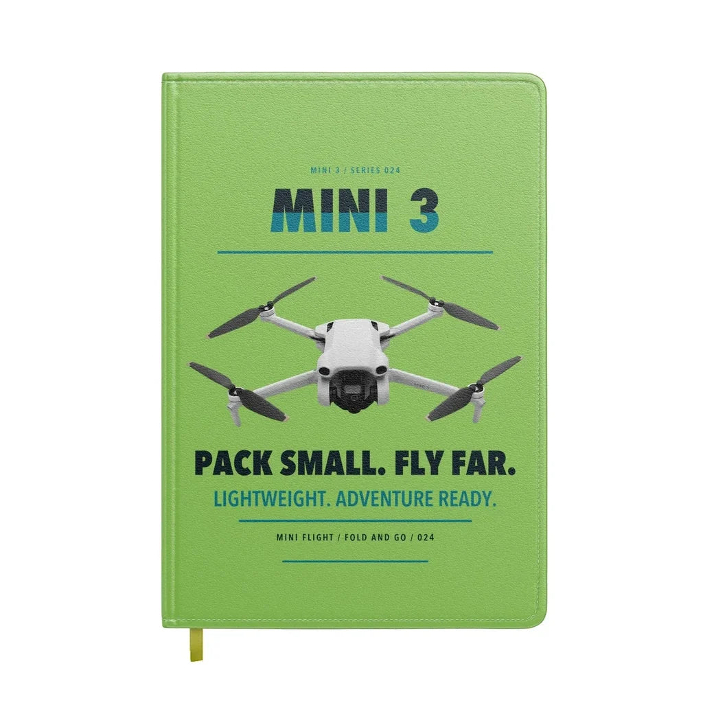 DJI Mini 3 design on light green notebook