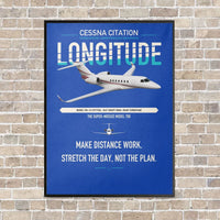 Thumbnail for Cessna Citation Longitude vertical canvas print - framed - blue background