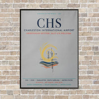 Thumbnail for Charleston International Airport CHS vertical canvas print - framed - light gray background