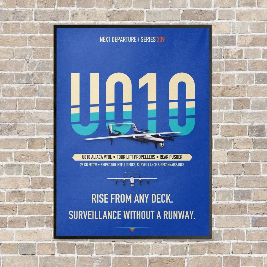 Airbus U010 Aliaca VTOL vertical canvas print - framed - blue background